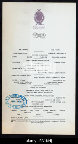 545 Abendessen (Besitz) HOTEL ALCAZAR (at) "ST. AUGUSTINE, FL" (HOTEL ;) (NYPL Hades -275722-476821) Stockfoto