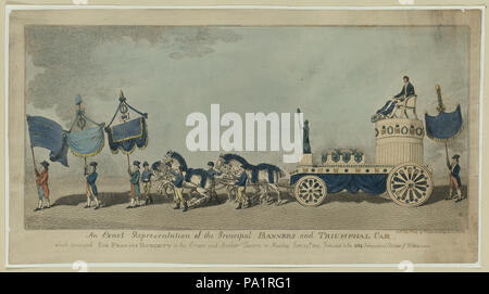 127 Eine genaue Darstellung der wichtigsten Banner und triumphal Auto, das Sir Frances Burdett auf die Krone und Anker Taverne am Montag, Juni 29th, 1807 - gewidmet dem 5134 unabhängige LCCN 2005676987 Stockfoto