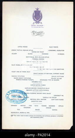 545 Abendessen (Besitz) HOTEL ALCAZAR (at) "ST. AUGUSTINE, FL" (HOTEL ;) (NYPL Hades -275729-476828) Stockfoto