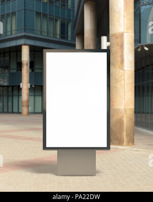 Leere vertikale Straße Plakat Plakat auf der Stadt. Stockfoto