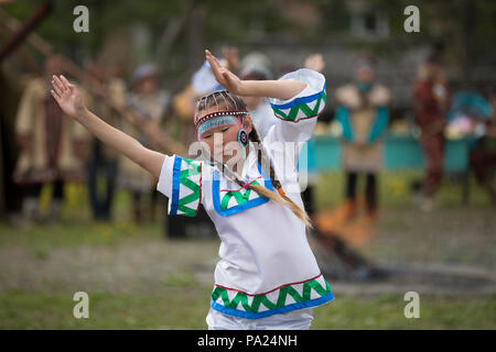 Russische Tänzer in Okhotsk Stadt Stockfoto