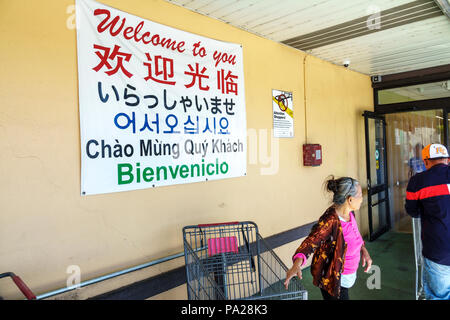 Orlando Florida, Chinatown, iFresh Chinesischer Markt, asiatischer Lebensmittelgeschäft Supermarkt Lebensmittel, mehrsprachiger Schild, willkommen, Vietnamesisch, Hanzi, Koreanisch, Besucher tra Stockfoto