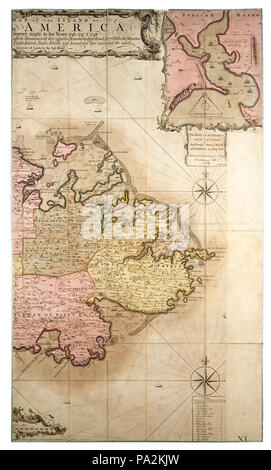 Eine neue und genaue Karte der Insel Antigua in Amerika, entsprechend einer tatsächlichen und genaue Umfrage gemacht in den Jahren 1746, 1747 und 1748. Stockfoto