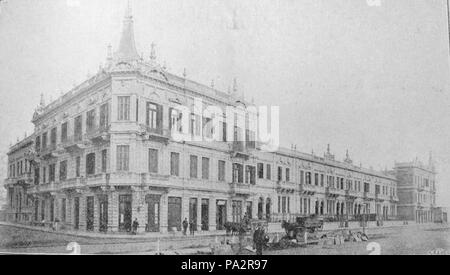 . Español: Edificio de Renta, propiedad de la Compañía de Seguros' La Inmobiliaria'. Fue proyectado por el arq. Juan Antonio Buschiazzo y se encontraba en la calle Fray Justo Santa María de Oro, entre Güemes y la Av. Santa Fe). Barrio de Palermo, Ciudad de Buenos Aires, Argentinien. ca. 1899 605 Edificio La Inmobiliaria 1899 Stockfoto