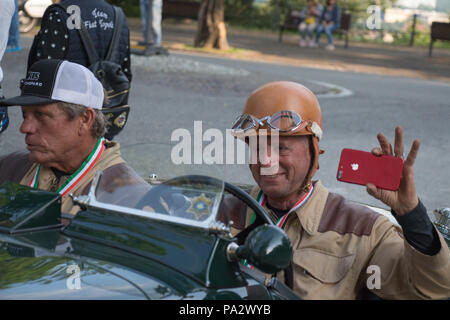 Brescia, Italien - 19. Mai 2018: Live Schuß an den berühmten italienischen historischen Rennen am 19. Mai 2018 in Brescia, Italien. Stockfoto