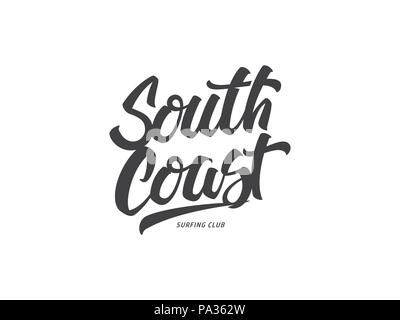 South Coast Surf Club ist ein schwarz auf weiß Hand gezeichnet costum Skript vektor design Stock Vektor