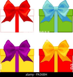 Bunte cartoon Geschenk Box Set Stock Vektor