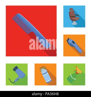 Barbershop und Ausrüstung flachbild Symbole im Set Sammlung für Design. Haarschnitt und Vektor Symbol lieferbar Abbildung: Rasieren. Stock Vektor