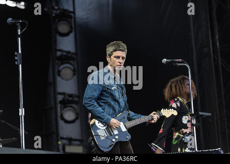 Liam Gallaghers Hoch fliegende Vögel, auch bei Edinburgh Castle Juli 2018 live, Teil der britischen Große Tour Stockfoto