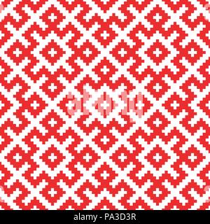 Nahtlose Muster auf traditionelle russische und slawische Ornament durch Quadrate beruhen. Stock Vektor