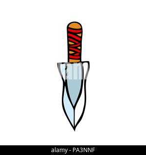 Farbiges Bild der Dolch. Vector Illustration auf weißem Hintergrund für die Erstellung von Skizzen von Tätowierungen isoliert, Bedrucken von T-Shirts und andere Gegenstände. Stock Vektor