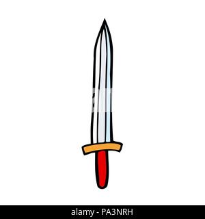 Cartoon farbiges Bild der Dolch. Vector Illustration auf weißem Hintergrund für die Erstellung von Skizzen von Tätowierungen isoliert, Bedrucken von T-Shirts und andere ite Stock Vektor