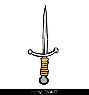 Cartoon farbiges Bild der Dolch. Vector Illustration auf weißem Hintergrund für die Erstellung von Skizzen von Tätowierungen isoliert, Bedrucken von T-Shirts und andere ite Stock Vektor