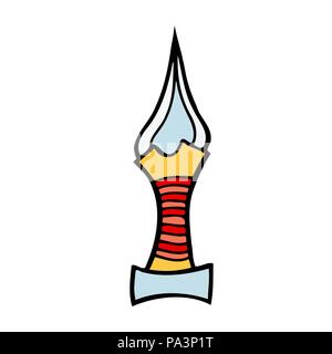 Cartoon farbiges Bild der Dolch. Vector Illustration auf weißem Hintergrund für die Erstellung von Skizzen von Tätowierungen isoliert, Bedrucken von T-Shirts und andere ite Stock Vektor