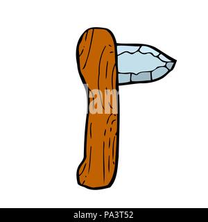 Helle farbe Hand gezeichnete Bild ax object Emblem in veralteten Kunst doodle Stil. Detailansicht mit Platz für Text Stock Vektor