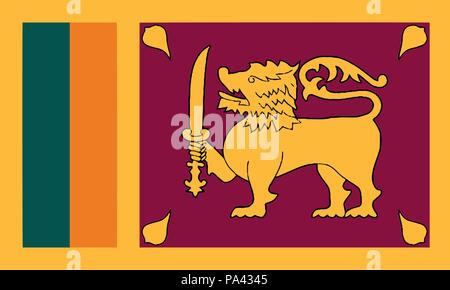 Ausführliche Darstellung der nationalen Flagge Sri Lanka Stock Vektor