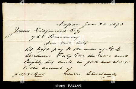 323 CLEVELAND, Grover (signiert) prüfen Stockfoto