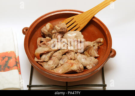 Reis Auflauf mit Schweinefleisch und Schalentieren. Schritt für Schritt. Zubereitetes Gericht: FB 0 NDM Stockfoto