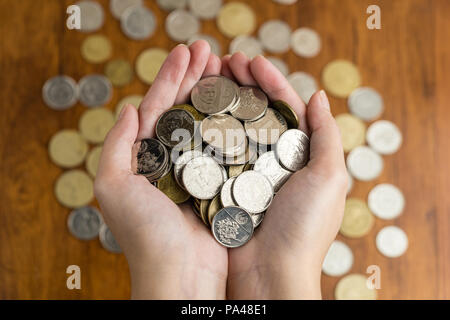 Bündel von Philippinen Münzen Stockfoto