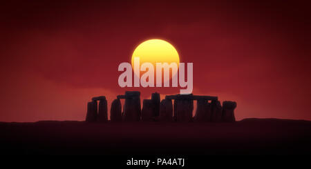 Ein Bild von einem netten und schönen Sonnenuntergang über Stonehenge in der Nähe von Wiltshire, England Stockfoto