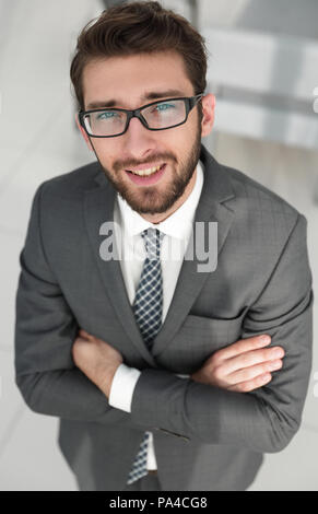 Closeup. Zuversichtlich Geschäftsmann. Business Konzept Stockfoto