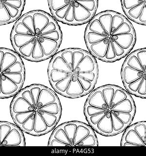 Nahtlose Muster von Hand gezeichnete Skizze Stil citrus Schichten. Vector Illustration. Stock Vektor