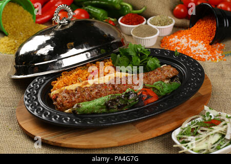 Adana Kebab, Hackfleisch Kebab, türkisches Essen Stockfoto