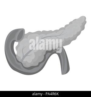 Pankreas Symbol in Schwarzweiß-Stil auf weißem Hintergrund. Organe symbol Vektor Illustration. Stock Vektor