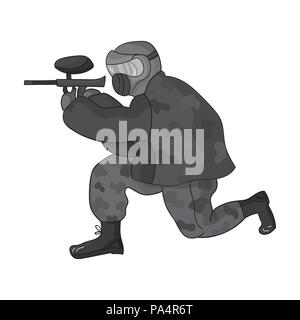 Paintball player Symbol in Grobentwurf auf weißem Hintergrund. Paintball symbol Vektor Illustration. Stock Vektor