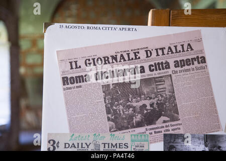 Rom, Italien. 19. Juli 2018. Zeitungsartikel nach der Bombardierung der römischen Viertel San Lorenzo am 19. Juli 1943 Credit: Matteo Nardone/Pacific Press/Alamy leben Nachrichten Stockfoto