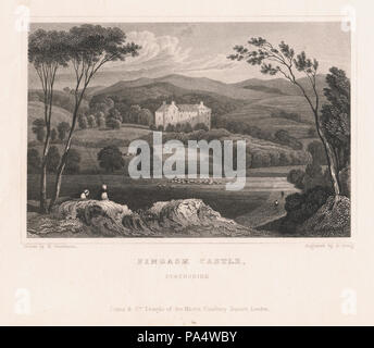 349 Kupfer-platte Gravieren von Fingask Schloss, Perthshire. Von John Greig nach Henry Gastineau eingraviert. c. 1830 Stockfoto