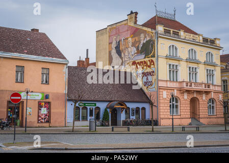 Gebäude auf dem Saint Andrew Square in Uhersky Ostroh Stadt in Zlin Region Mähren in der Tschechischen Republik Stockfoto