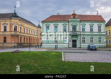 Polizei auf dem Saint Andrew Square in Uhersky Ostroh Stadt in Zlin Region Mähren in der Tschechischen Republik Stockfoto