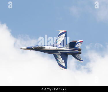 Kanadische CF-18 Hornet zeigt bei der jährlichen Royal International Ait Tattoo im Jahr 2018 Stockfoto