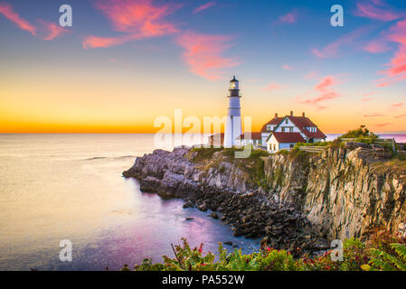 Cape Elizabeth, Maine, USA an der Portland Head Light. Stockfoto