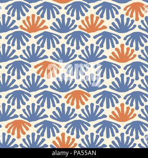 Vektor nahtlose geblümte Fliese blau und rot Muster Stock Vektor