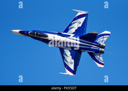 Canadian Air Force McDonnell Douglas CF-18 F-18 Hornet Kampfjet in spezielle Farbe an der Royal International Air Tattoo 2018 RAF Fairford RIAT, UK. Stockfoto