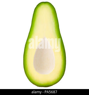 Avocado halbieren, Samen, Freisteller, auf Rückseite weiß, isoliert Stockfoto