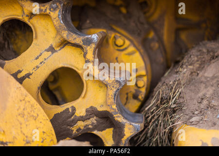 Gang Metallteil des Traktors Caterpillar Stockfoto