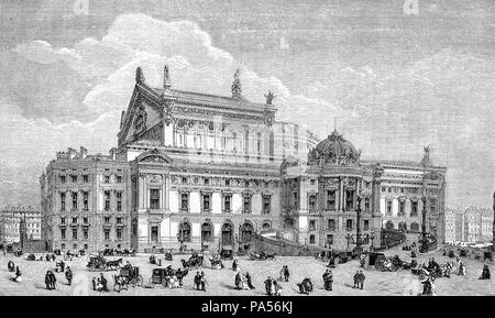 Vintage gravieren, Palais Garnier opulente Oper in Paris, Seitenansicht Stockfoto