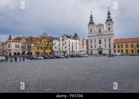 Masaryk-platz in Uherske Hradiste Stadt in Südböhmen, Mähren in der Tschechischen Republik Stockfoto