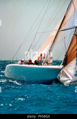 AJAXNETPHOTO. 2. FEB. 1987 - FREMANTLE, WESTERN AUSTRALIA - AMERICA'S CUP - Finale - Stars & Stripes - USA. Foto: AJAX NEWS & FEATURE SERVICE REF: AMCUP86 81403 38 2 Stockfoto