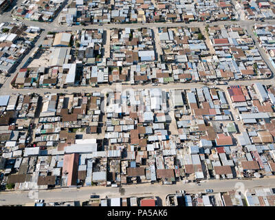 Luftbild in einem Township in Südafrika Stockfoto