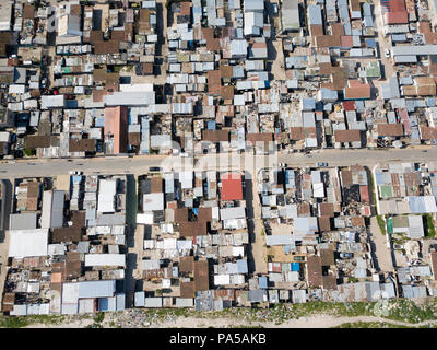 Luftbild in einem Township in Südafrika Stockfoto