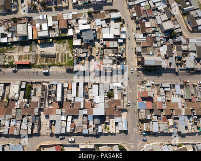 Luftbild in einem Township in Südafrika Stockfoto