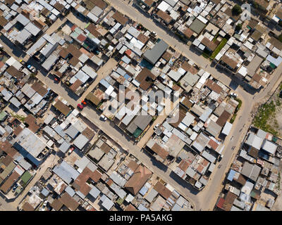 Luftbild in einem Township in Südafrika Stockfoto