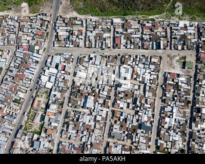 Luftbild in einem Township in Südafrika Stockfoto