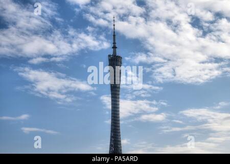 Kanton, Provinz Guangdong, China - ca. Januar 2017: Die Canton Tower, Guangzhou TV Astronomische und Sightseeing Tower. Stockfoto
