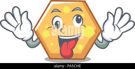 Crazy Hexagon Maskottchen Cartoon Stil Vector Illustration Stock Vektor