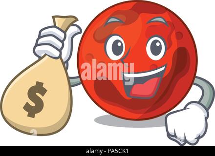 Mit Geld beutel Mars Planet Charakter cartoon Vector Illustration Stock Vektor